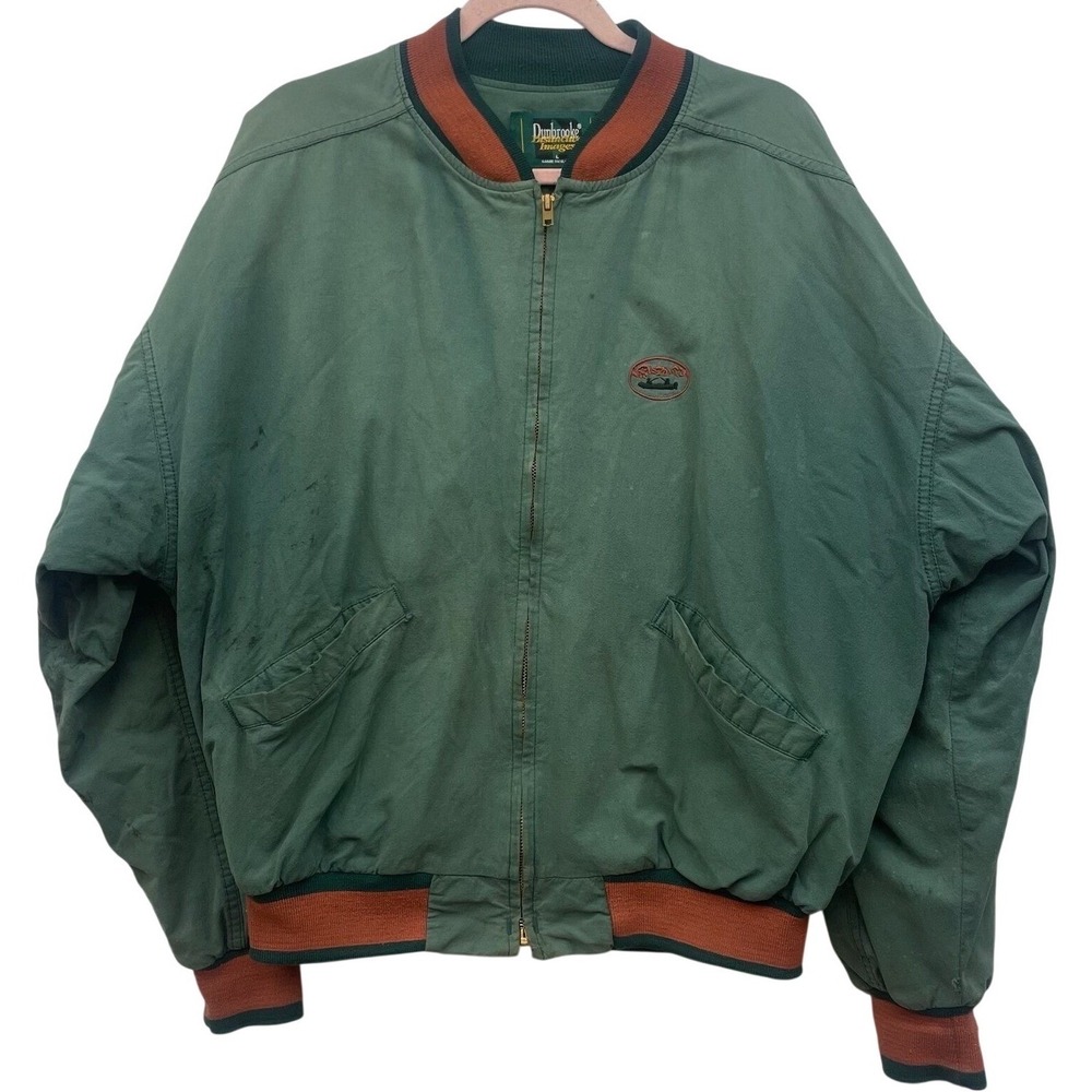 Vintage 90s Dunbrooke Bomber Jacket Mens‎ Large Green Sportsmans Guide Flaw